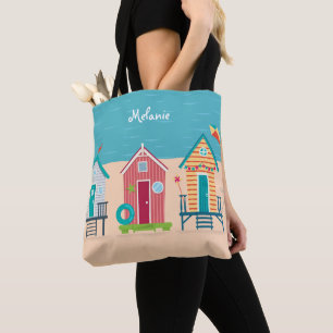 Cute Beach Huts Summer Holiday Personalised Tote Bag