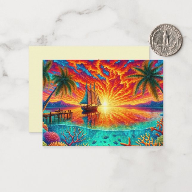 Cute beach lovers scene card (Front/Back In Situ)