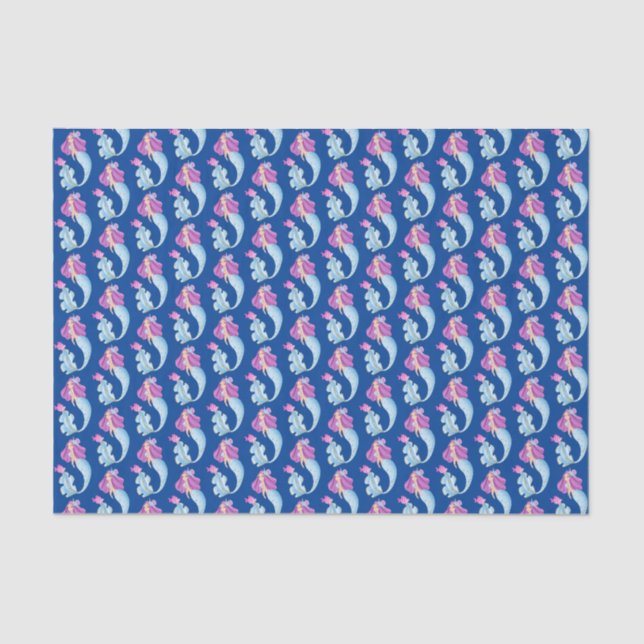 cute beach mermaid tiled pattern tissue paper (Front)