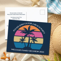 Cute Beach Palm Tree Family Reunion Invitation