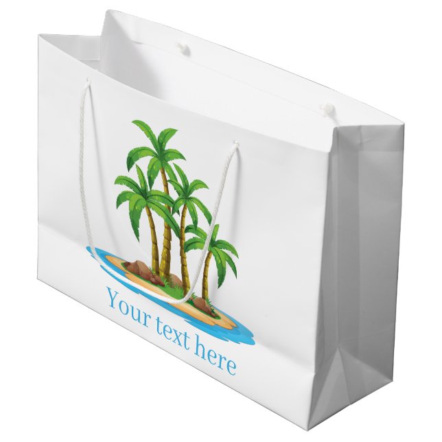 Cute beach palm tree pattern party large gift bag (Front Angled)
