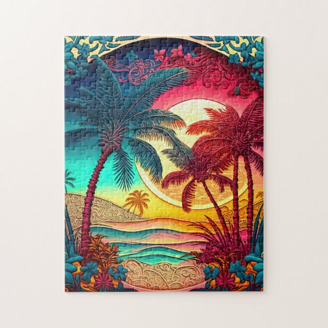 Cute beach palm trees  jigsaw puzzle (Vertical)