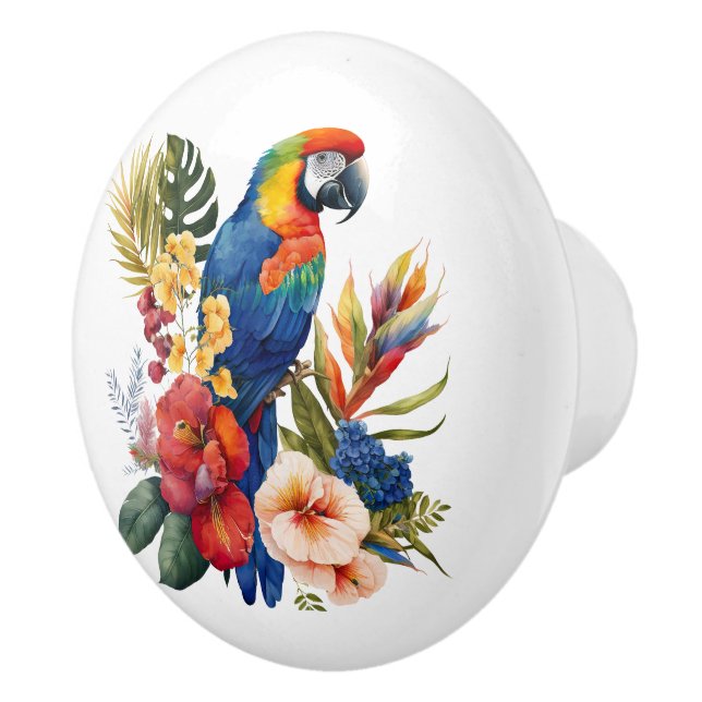 Cute beach parrot flowers  ceramic knob (Right)