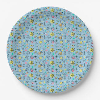 Cute beach pattern paper plate