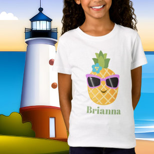 Cute Beach pineapple add name t-shirt