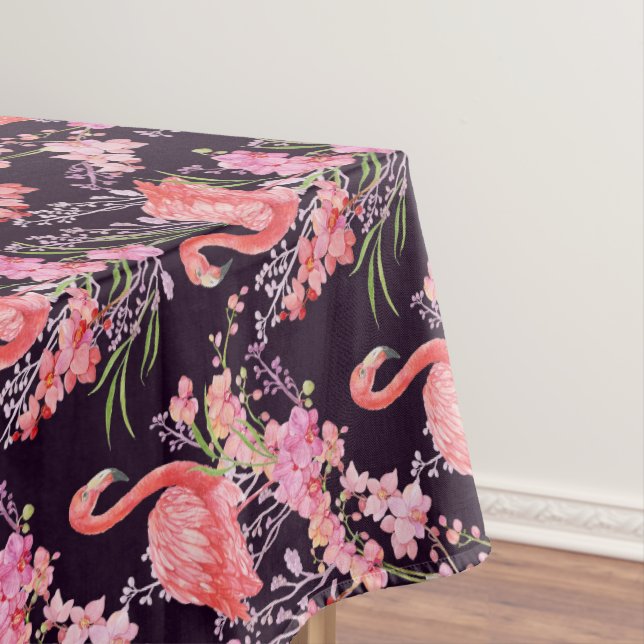 Cute Beach pink flamingo pattern tablecloth (In Situ)