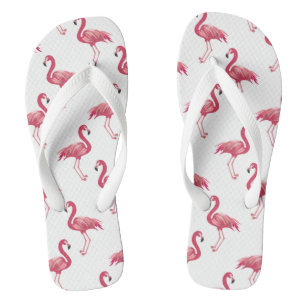 Cute Beach pink flamingo pattern Thongs
