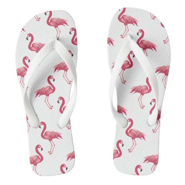 Cute Beach pink flamingo pattern Thongs (Footbed)