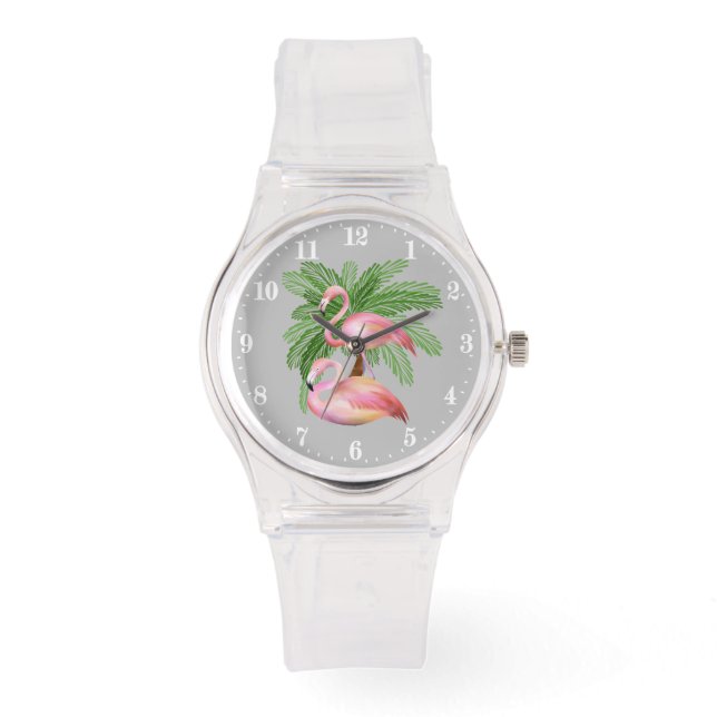 Cute beach pink flamingo Watch (Front)
