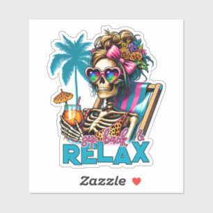 Cute beach relax skeleton