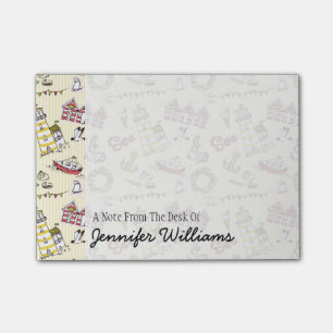 Cute Beach Scene Pattern Add Your Name Post-it Notes