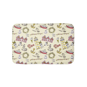 Cute Beach Scene Pattern Bath Mat