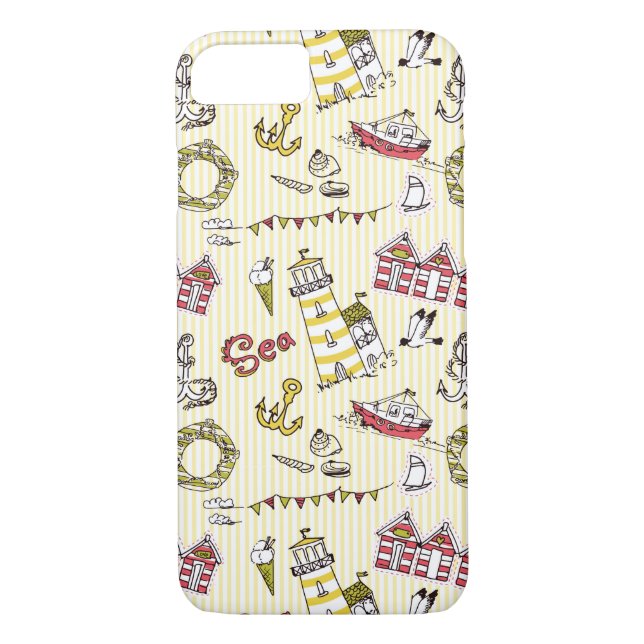 Cute Beach Scene Pattern Case-Mate iPhone Case (Back)