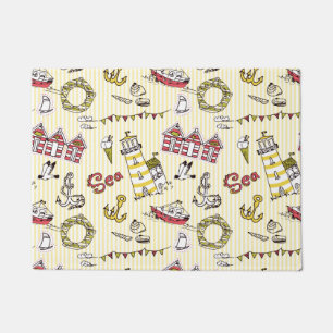 Cute Beach Scene Pattern Doormat