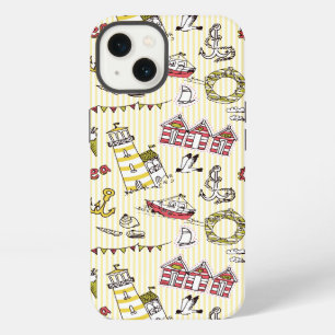 Cute Beach Scene Pattern iPhone Case