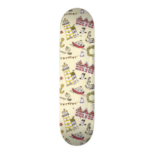 Cute Beach Scene Pattern Skateboard