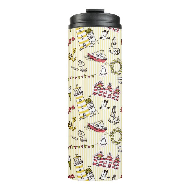 Cute Beach Scene Pattern Thermal Tumbler (Front)