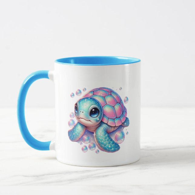 Cute beach sea turtle add monogram mug (Left)