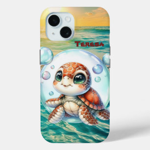 Cute beach sea turtle  iPhone 15 case