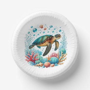 Cute beach sea turtle party paper plate