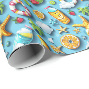Cute beach seashell pattern  wrapping paper