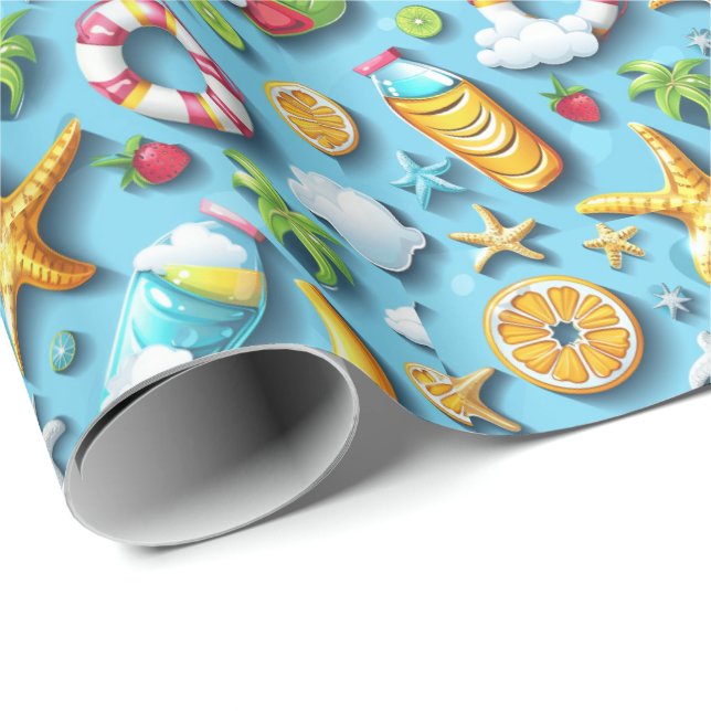 Cute beach seashell pattern  wrapping paper (Roll Corner)
