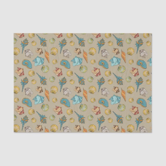 cute beach seashell tiled pattern tissue paper (Front)