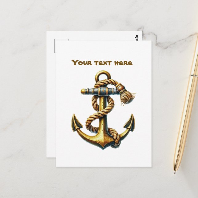 Cute beach ships anchor add text  postcard (Front/Back In Situ)