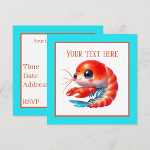 Cute beach shrimp party  invitation