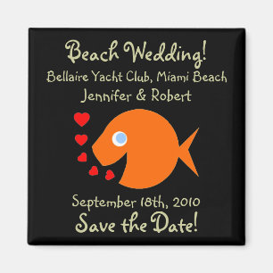 Cute Beach Themed Wedding Save The Date Magnet
