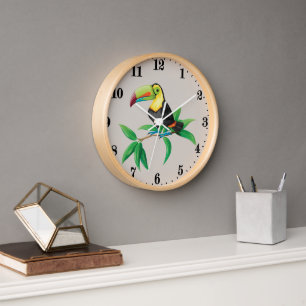 cute beach toucan decor clock