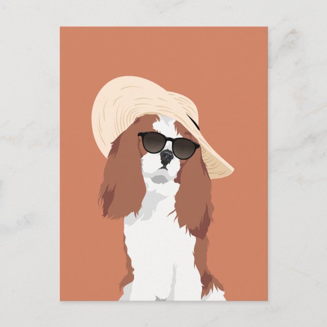 Cute Beach Vacation Cavalier King Charles Spaniel Postcard (Front)