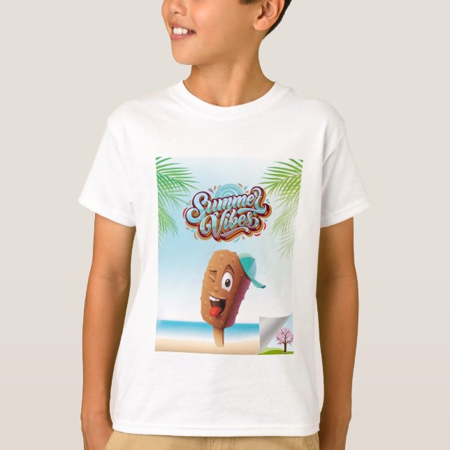 Cute Beach Vacation icecream Custom Kids summer  T-Shirt (Front)