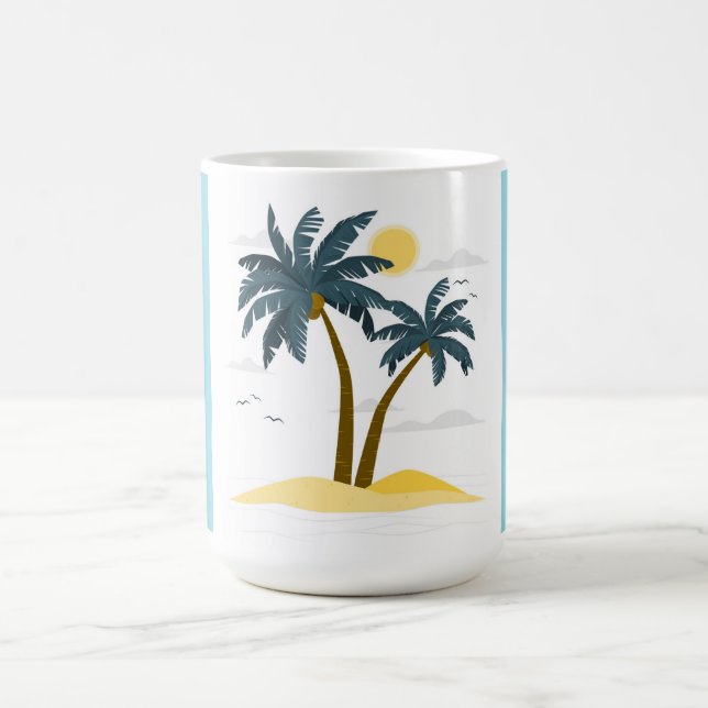 Cute Beach Vacation Tropical Palm Coffee Mug (Center)