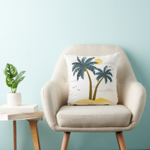 Cute Beach Vacation Tropical Palm Cushion