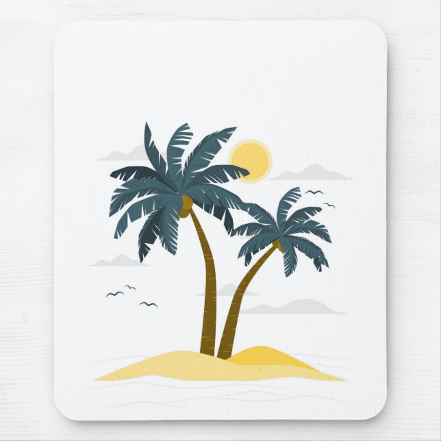 Cute Beach Vacation Tropical Palm Mouse Pad (Front)