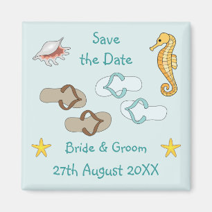 Cute Beach Wedding Save The Date Magnet
