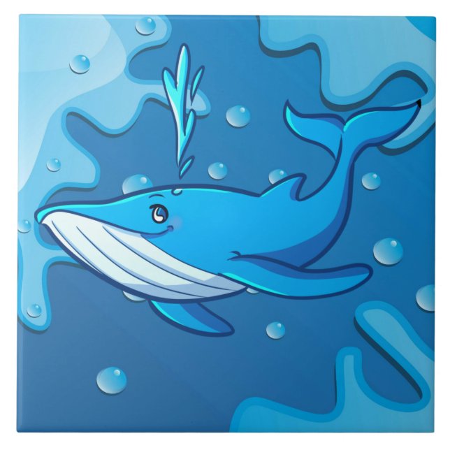 cute beach whale decor ceramic tile (Front)