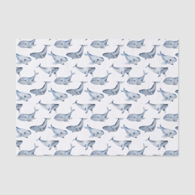 cute beach whales tiled party tissue paper (Front)