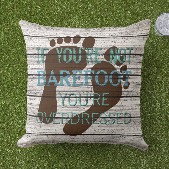 Cute Beachy Seaside Summer Barefoot Quote Art Cushion (Grass)