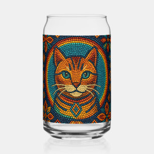 Cute Beaded Kitty Can Glass