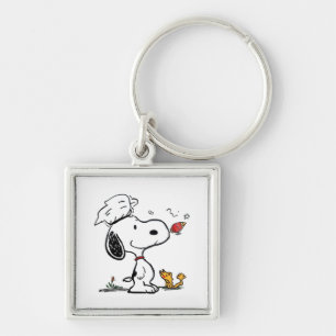 Cute Beagle Astronaut Cartoon Illustration Key Ring