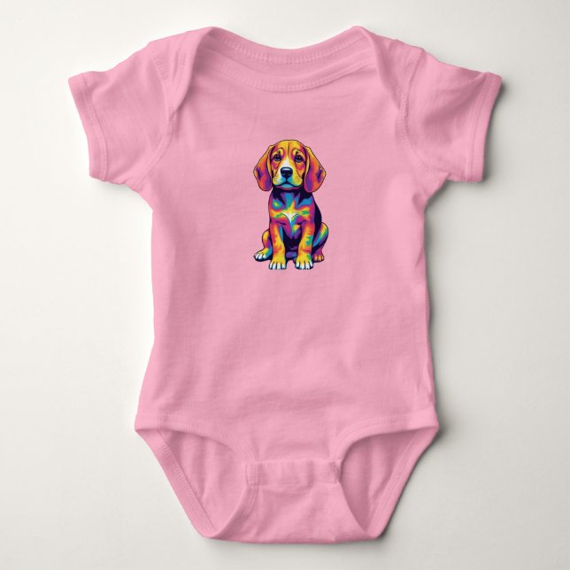 Cute Beagle  Baby Bodysuit (Front)