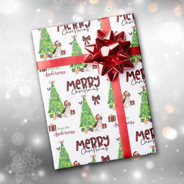 Cute Beagle, Bird and Christmas Tree Wrapping Paper (Creator Uploaded)