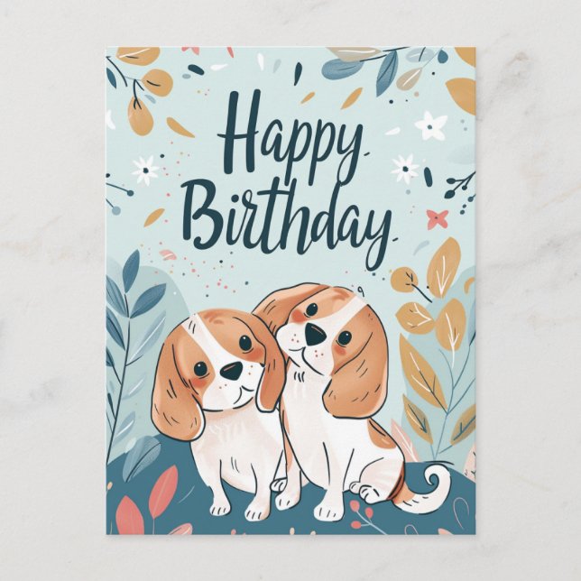 Cute Beagle Birthday Postcard (Front)