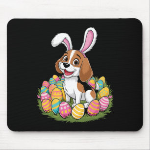 Cute Beagle Bunny Ears Easter Egg Hunt Happy Easte Mouse Pad
