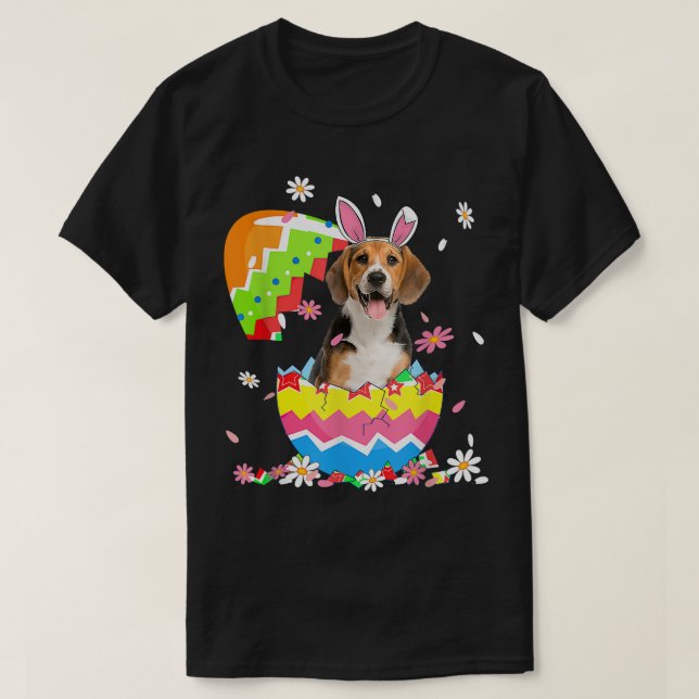 Cute Beagle Bunny Ears Easter Eggs Men Women Kids  T-Shirt (Design Front)