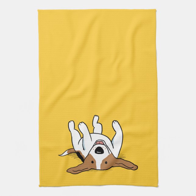 Cute Beagle Cartoon Dog Adorable Animal Lover's Tea Towel (Vertical)