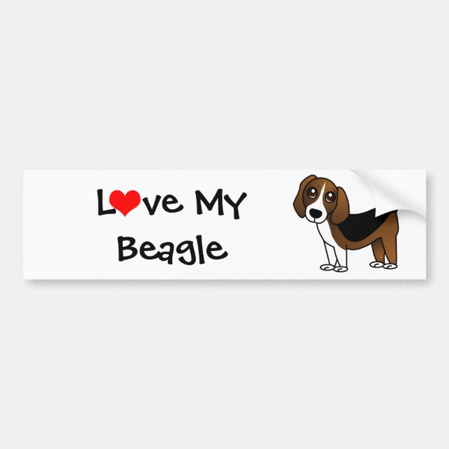 Cute Beagle Cartoon Dog Bumper Sticker (Front)