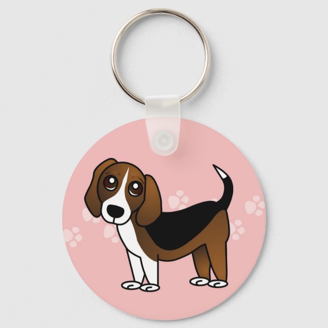 Cute Beagle Cartoon Dog Key Ring (Front)